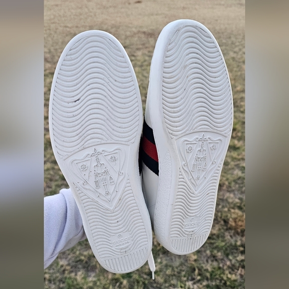 Like New - GUCCI ACE Navy/Red Web Leather Sneakers Mens7/Wmns 9 to 9.5. - Picture 15 of 16